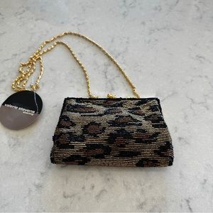NWT Beaded Leopard Clutch Crossbody Bag